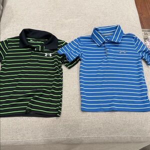 Under Armour Kids' Polo Shirts - Black/Green & Blue/White Stripes